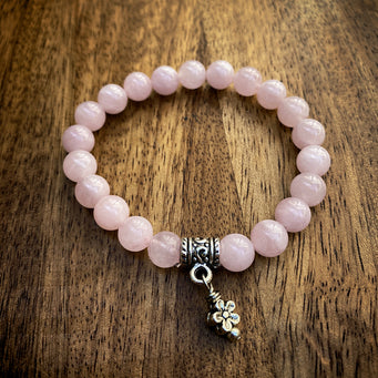 Big Raven Yoga Pink Semi-Precious Stone Mala Bracelet Bracelet