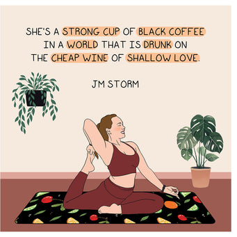 Big Raven Yoga Strong Cup of Black Coffee Doodle Card