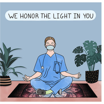 Big Raven Yoga We Honor The Light In You Doodle Card