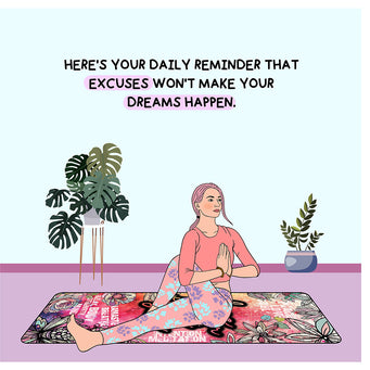 Big Raven Yoga Your Excuses Won't Make Your Dreams Happen Doodle Card