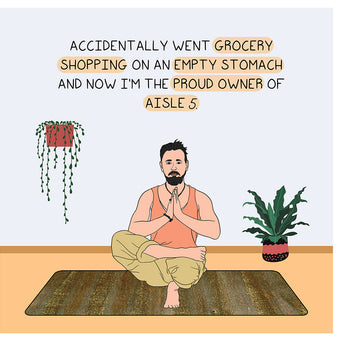 Big Raven Yoga Accidentally Went Grocery Shopping Doodle Card