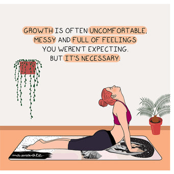 Big Raven Yoga Growth is often uncomfortable Doodle Card