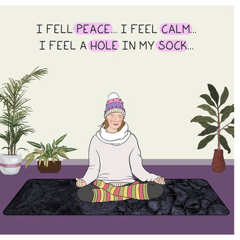 Big Raven Yoga Hole In My Sock Doodle Card