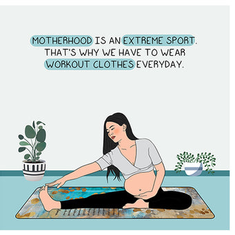 Big Raven Yoga Motherhood is an extreme sport Doodle Card