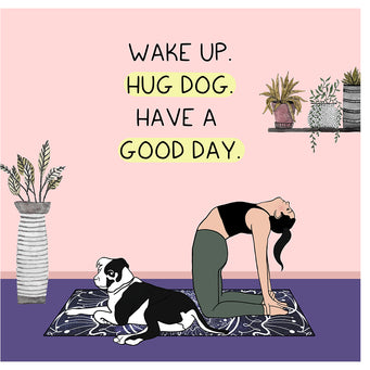 Big Raven Yoga Hug Dog Doodle Card