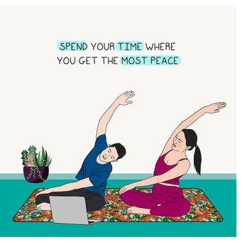 Big Raven Yoga Spend your time where you get the most peace Doodle Card