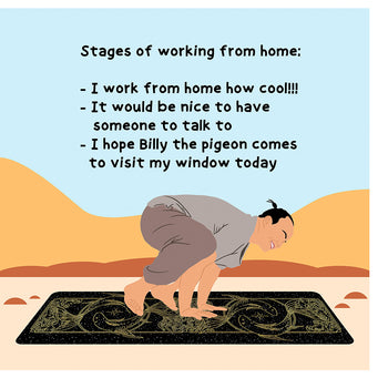 Big Raven Yoga Stages From Working From Home Doodle Card