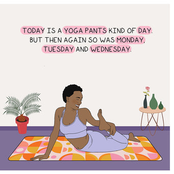 Big Raven Yoga Today is a yoga pants kind of day Doodle Card