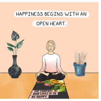 Big Raven Yoga Happiness Begins With an Open Heart Doodle Card